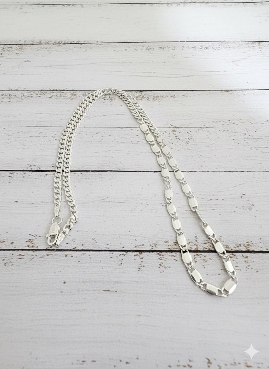 SILVER FOR MENS DOUBLE DESIGN FANCY CHAIN